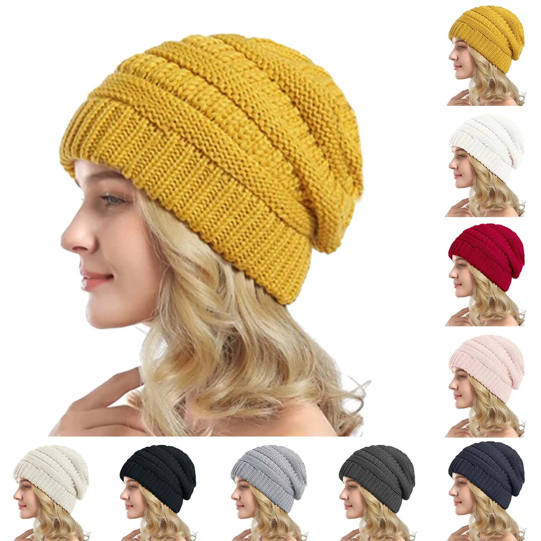 Chunky Wool Cuffed Knit Beanie-HighTouch