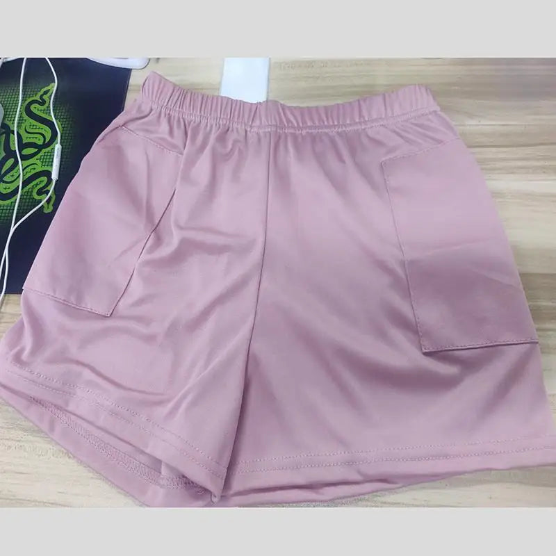 Summer High-Waist Solid Color Shorts-HighTouch
