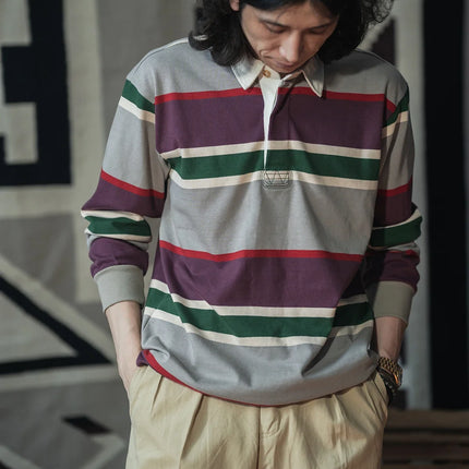 Vintage Campus Striped Button-Down Polo Tee – Ivy Prep Long Sleeve