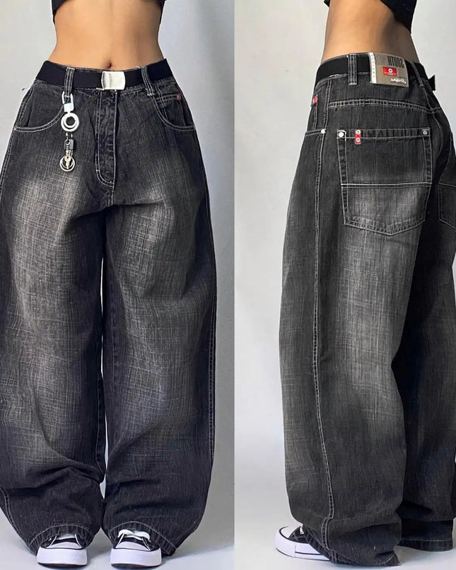 Oversized Print Baggy Jeans – Y2K Harajuku Wide-Leg Streetwear