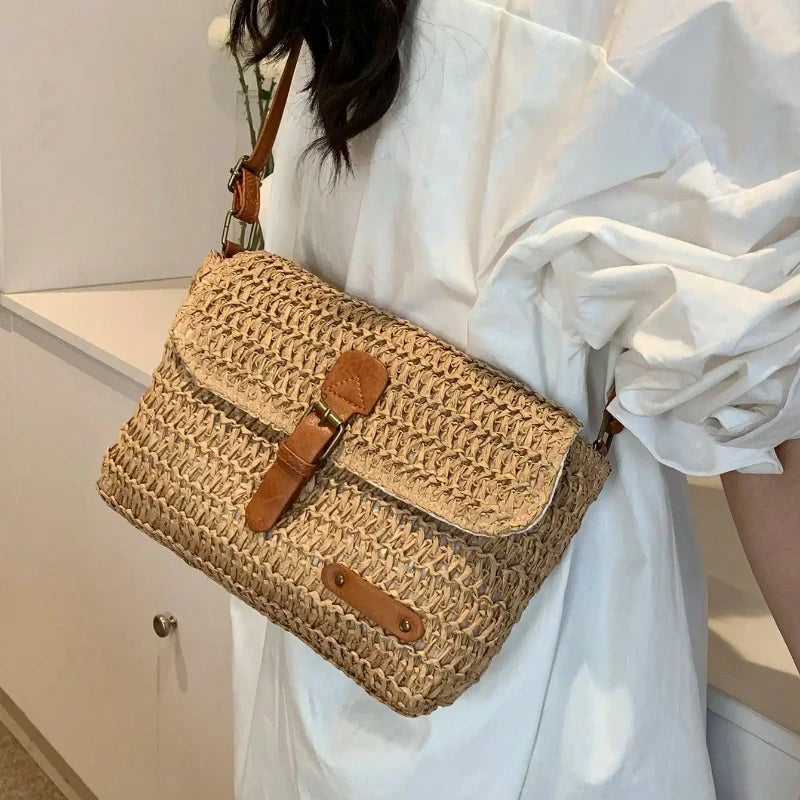 New Fashionable Straw Women's Bag, Trendy Vacation Casual Shoulder Crossbody Bag, Women's Versatile Stylish Straw Women's Bag-HighTouch
