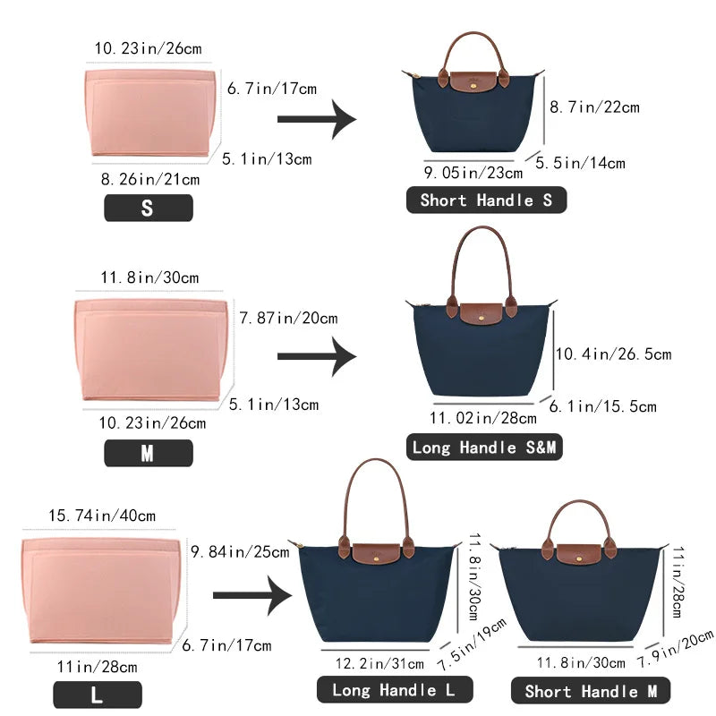 Felt Insert Liner for Longchamp Tote