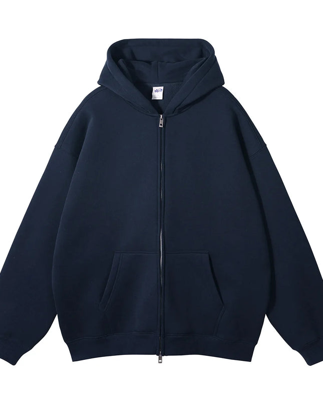 Premium Heavyweight Fleece Double‑Zip Cardigan Hoodie UK