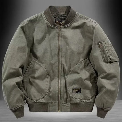 Unisex Vintage Cotton Loose-Fit Bomber Jacket – Lightweight Streetwear