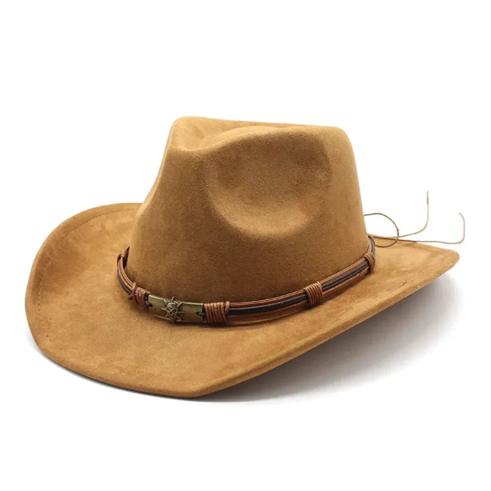 Western Cowboy Hat – Jazz Knight felt hat with bull-shaped décor-HighTouch