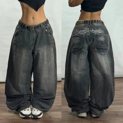 Oversized Print Baggy Jeans – Y2K Harajuku Wide-Leg Streetwear