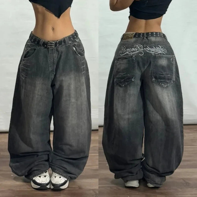 Oversized Print Baggy Jeans – Y2K Harajuku Wide-Leg Streetwear
