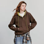 Women Embroidered Pullover Hoodie Contrast Color Casual-HighTouch