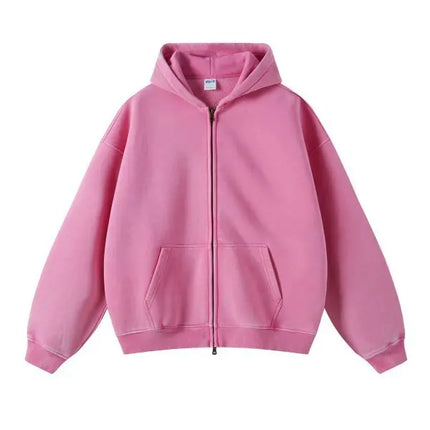 Luxury Batik‑Wash Full‑Zip Street Hoodie
