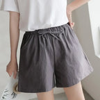 Women’s High-Waist Cotton Linen Shorts-HighTouch