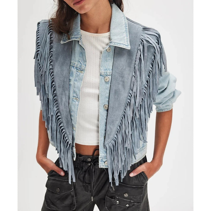 Vintage Studded Faux Suede Tassel Vest