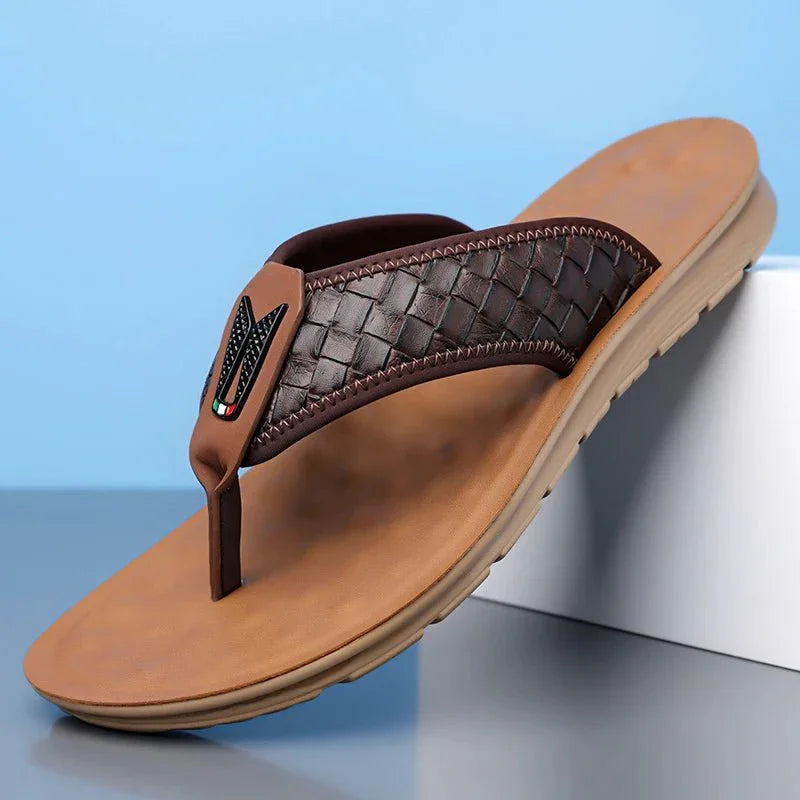 Men’s Cushioned Slip-On Slides with Woven Strap
