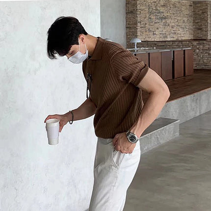 Men’s Retro Striped Polo Shirt – Summer Fashion