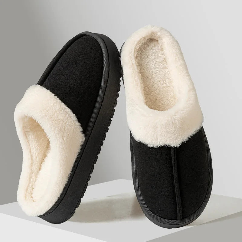 Platform Cotton Plush Women’s Slippers – Warm Soft Sole Indoor & Outdoor Non-Slip