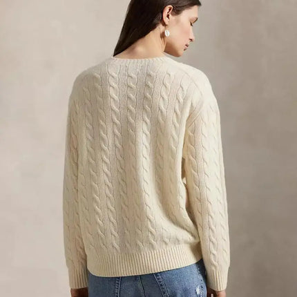 Women’s Cable Knit Wool-Cashmere Crewneck Sweater