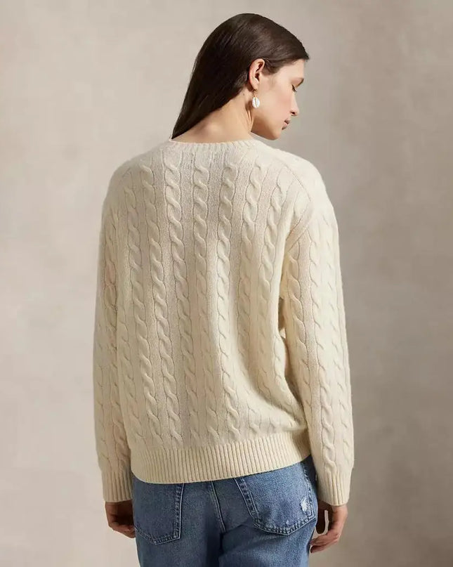 Women’s Cable Knit Wool-Cashmere Crewneck Sweater