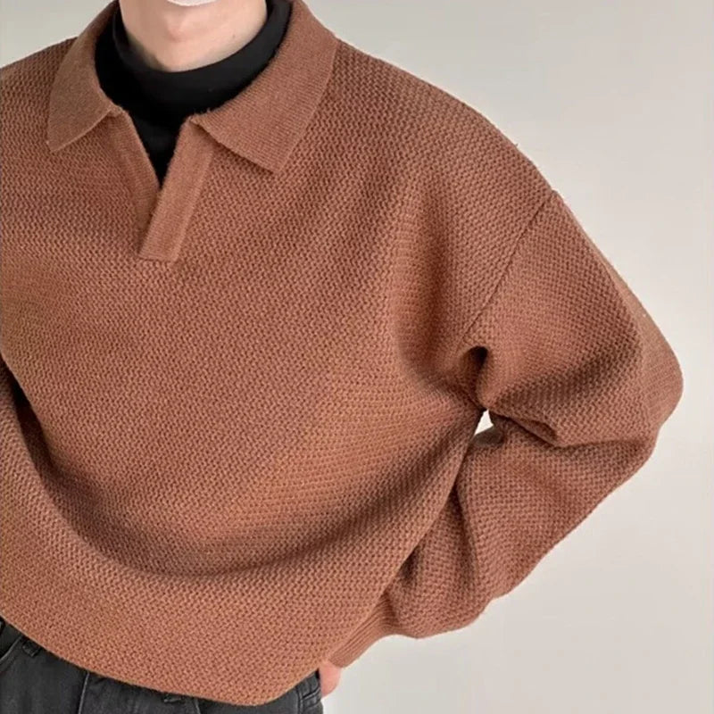 Vintage Y2K V-Neck Pullover Sweater Men-HighTouch
