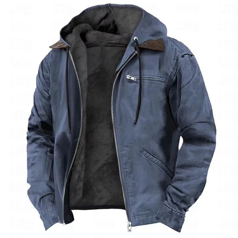 Men’s Full-Zip Polar Fleece Hoodie – Warm Casual Hooded Jacket-HighTouch