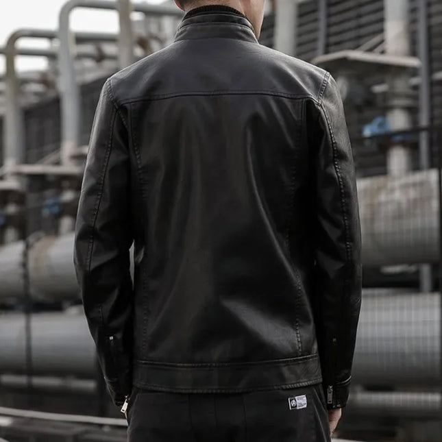 Slim Short PU Leather Blazer Jacket