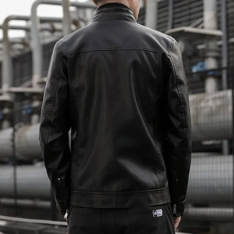 Slim Short PU Leather Blazer Jacket-HighTouch