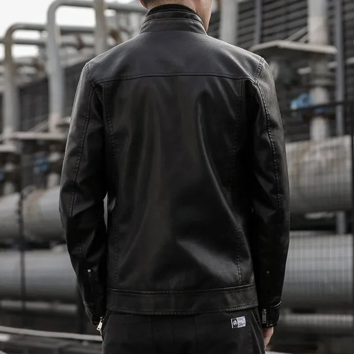 Slim Short PU Leather Blazer Jacket-HighTouch
