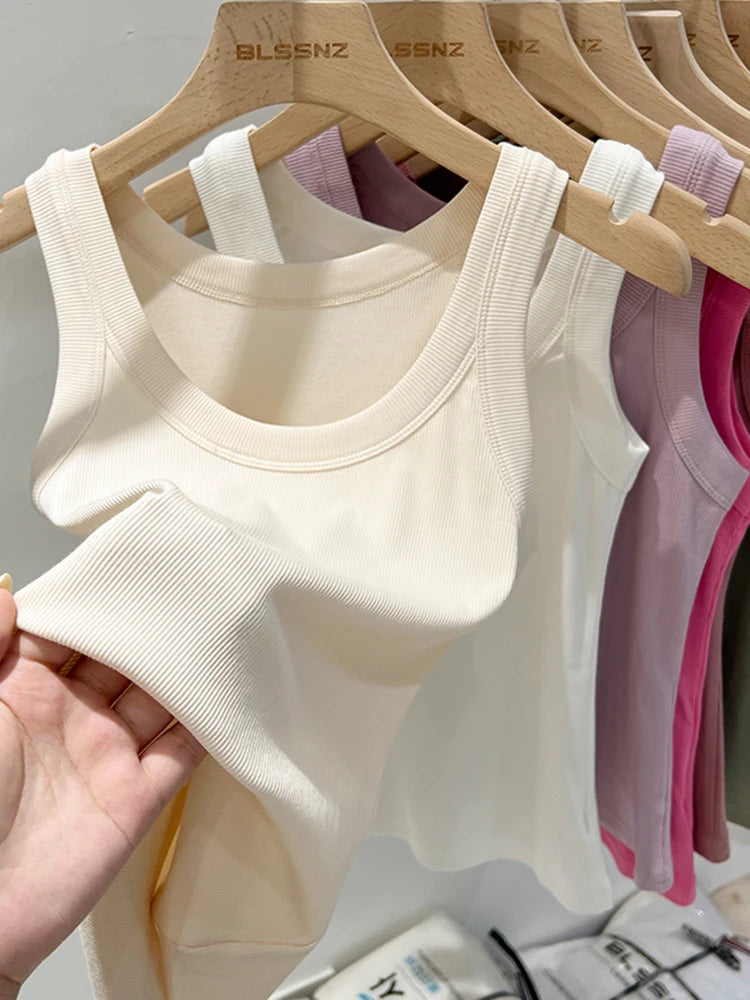 Ribbed Tank Top for Women – Stretch Fit Summer Camisole-HighTouch