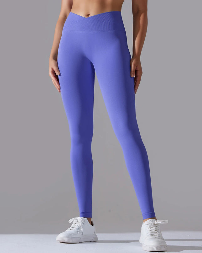 Women’s Seamless High-Waisted Cross-Over Scrunch-Butt Leggings – Lift & Shape