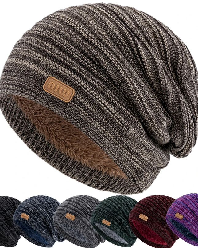 Unisex Striped Slouchy Winter Beanie