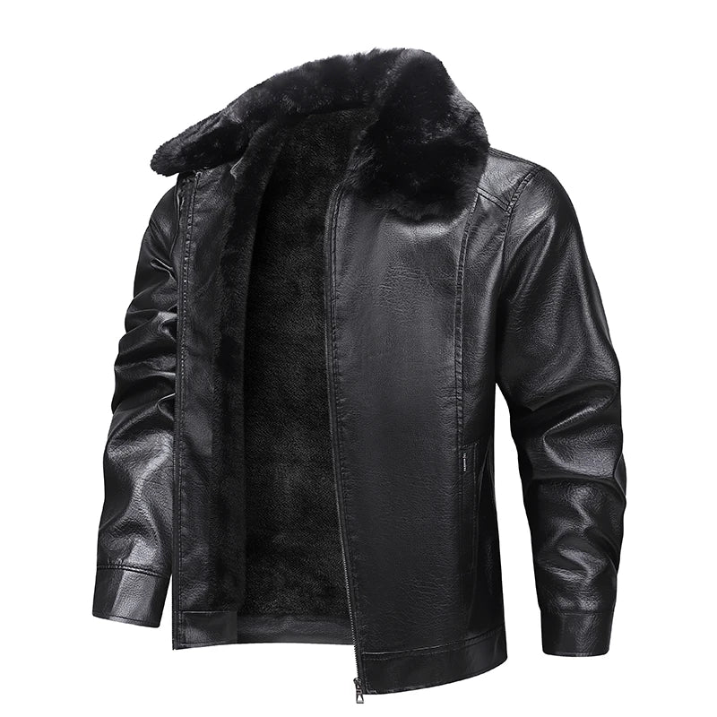 Men’s Fleece-Lined Biker Jacket-HighTouch