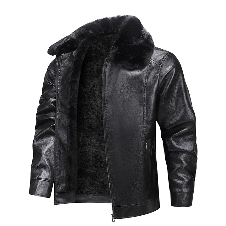 Men’s Fleece-Lined Biker Jacket-HighTouch