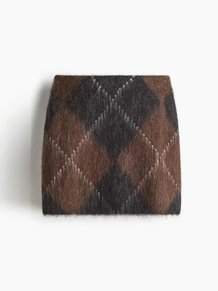 Women’s Argyle Knit Skirt Set-HighTouch