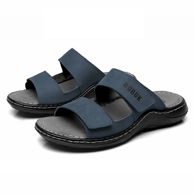 Genuine Cowhide Men’s Non-Slip Beach & Outdoor Slippers