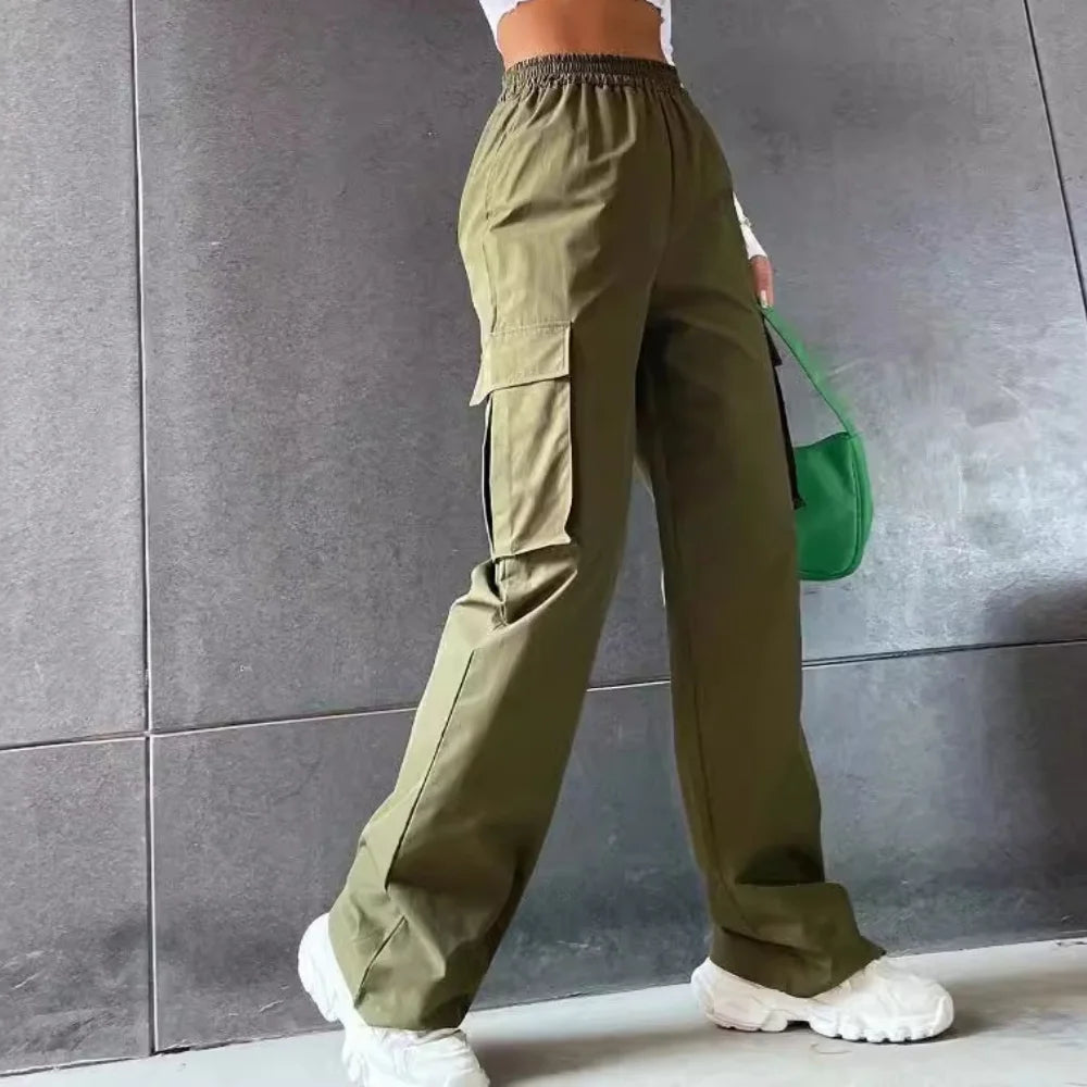 Women High Waist Baggy Cargo Jogger Pants Casual Loose Fit-HighTouch