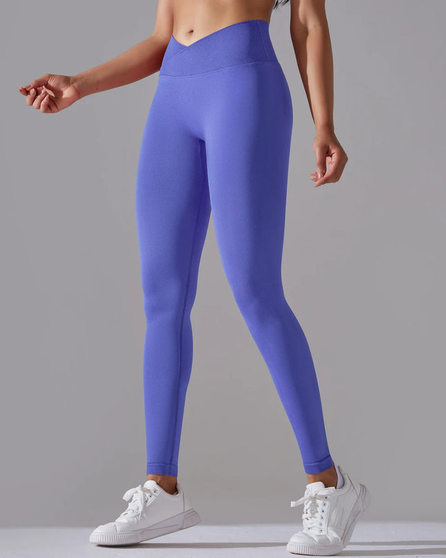 Women’s Seamless High-Waisted Cross-Over Scrunch-Butt Leggings – Lift & Shape