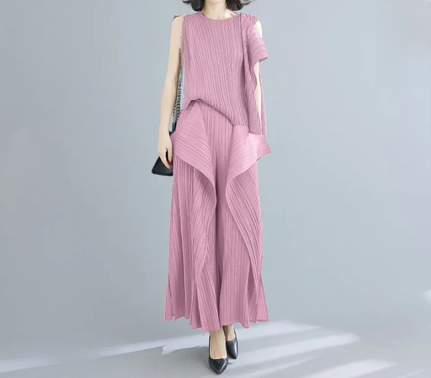 Tri-Crepe Pleated Slimming Mermaid Pants for Women Elegant & Trendy-HighTouch