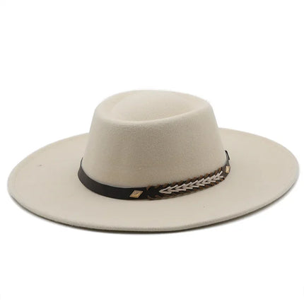 British-Style Wide-Brim Felt Fedora – Adjustable Luxury Jazz & Wedding Hat