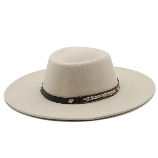 British-Style Wide-Brim Felt Fedora – Adjustable Luxury Jazz & Wedding Hat