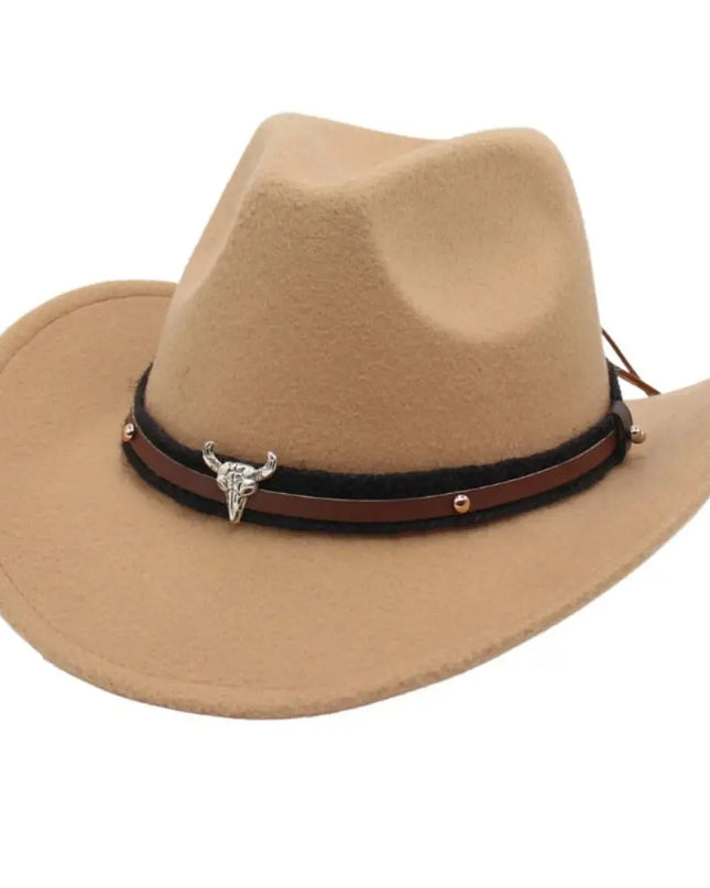 Western Cowboy Hat – Jazz Knight felt hat with bull-shaped décor