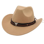 Western Cowboy Hat – Jazz Knight felt hat with bull-shaped décor-HighTouch