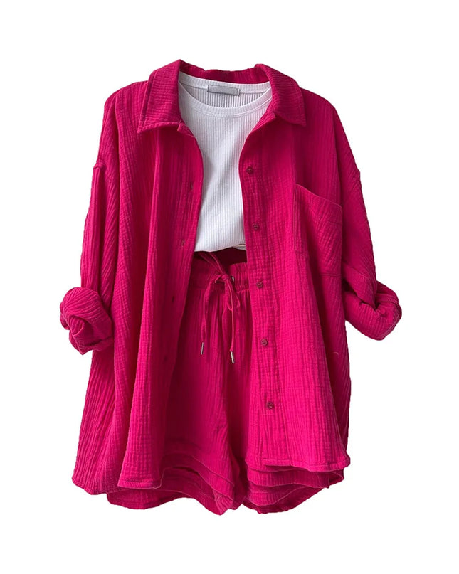 Effortless Summer Two-Piece Muslin Suit Set – Chic, Lightweight & Polished