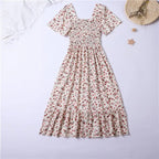 Floral Chiffon Midi Dress-HighTouch