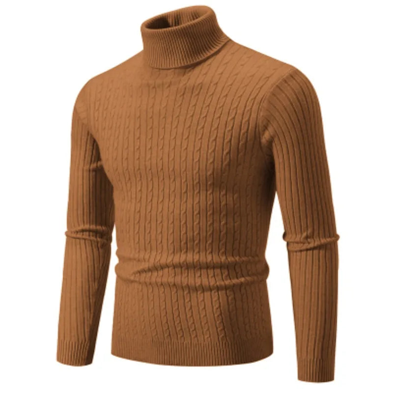 Men’s High-Neck Knitted Pullover Sweater