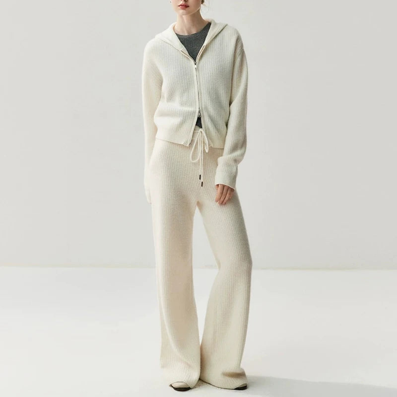 Women’s Cashmere Knitted Hooded Set