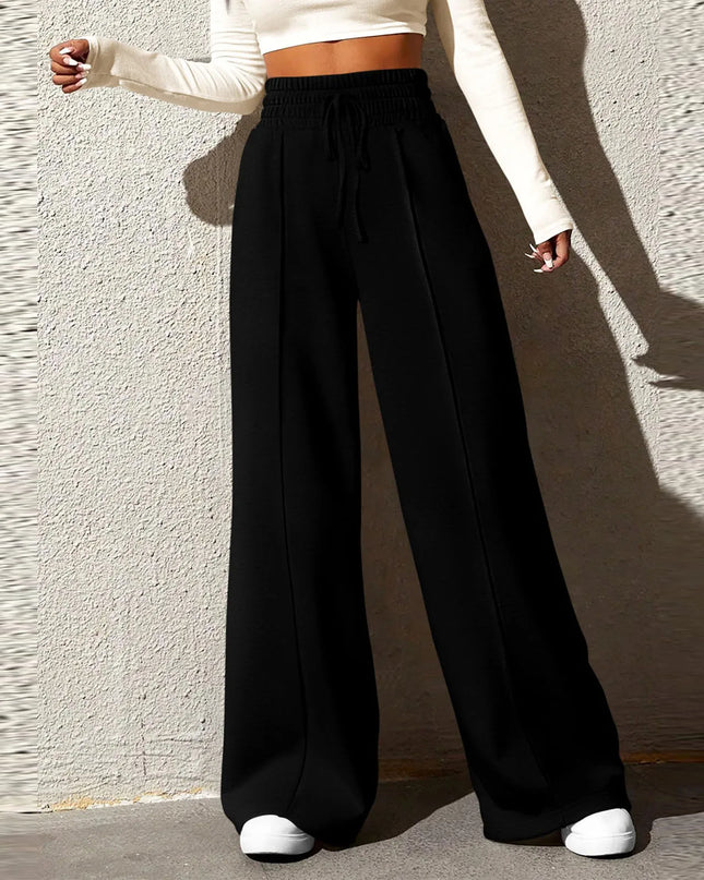 High‑Waisted Drawstring Wide‑Leg Sweatpants – Casual, Comfy & Chic