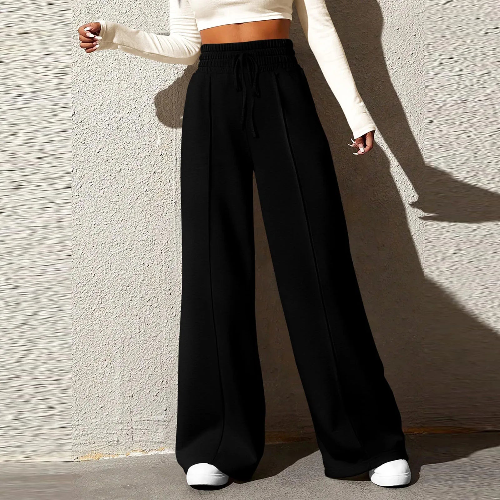 High‑Waisted Drawstring Wide‑Leg Sweatpants – Casual, Comfy & Chic