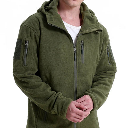 Tactical Hooded Fleece Jacket Men – Warm Military Multi-Pocket Winter Coat