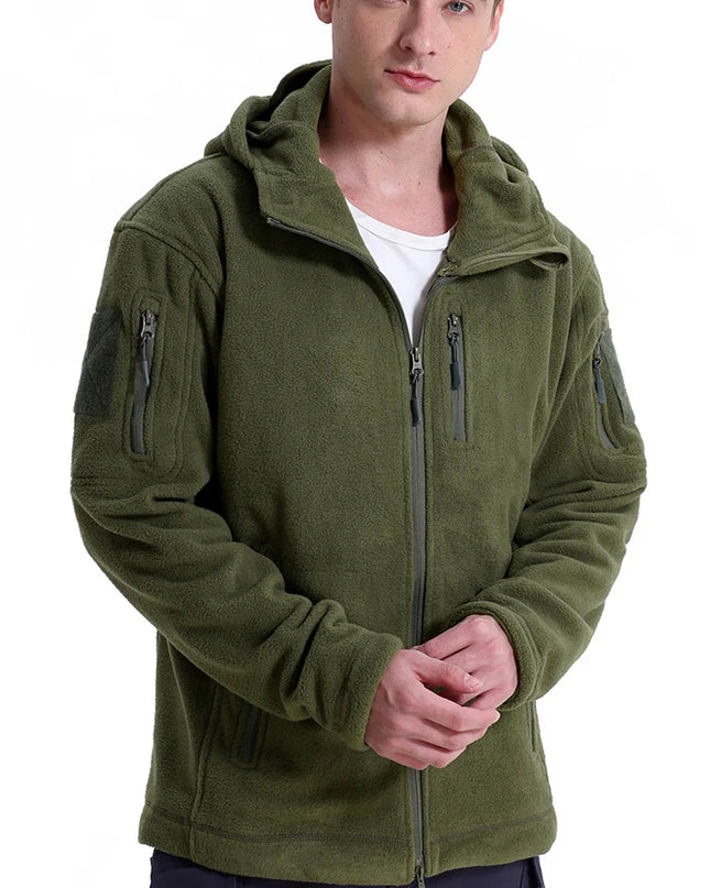 Tactical Hooded Fleece Jacket Men – Warm Military Multi-Pocket Winter Coat