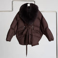 Women’s Faux Fur Collar Coat – Chic Batwing Sleeve Streetwear Jacket-HighTouch