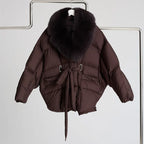 Women’s Faux Fur Collar Coat – Chic Batwing Sleeve Streetwear Jacket-HighTouch