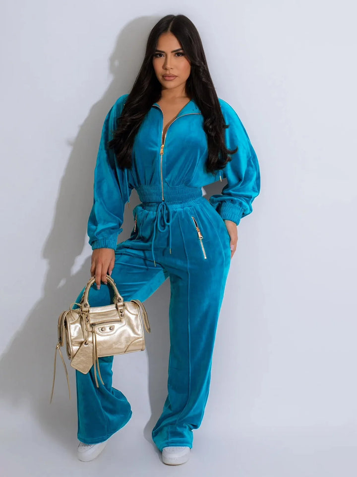 Women’s Velvet 2-Piece Tracksuit-HighTouch